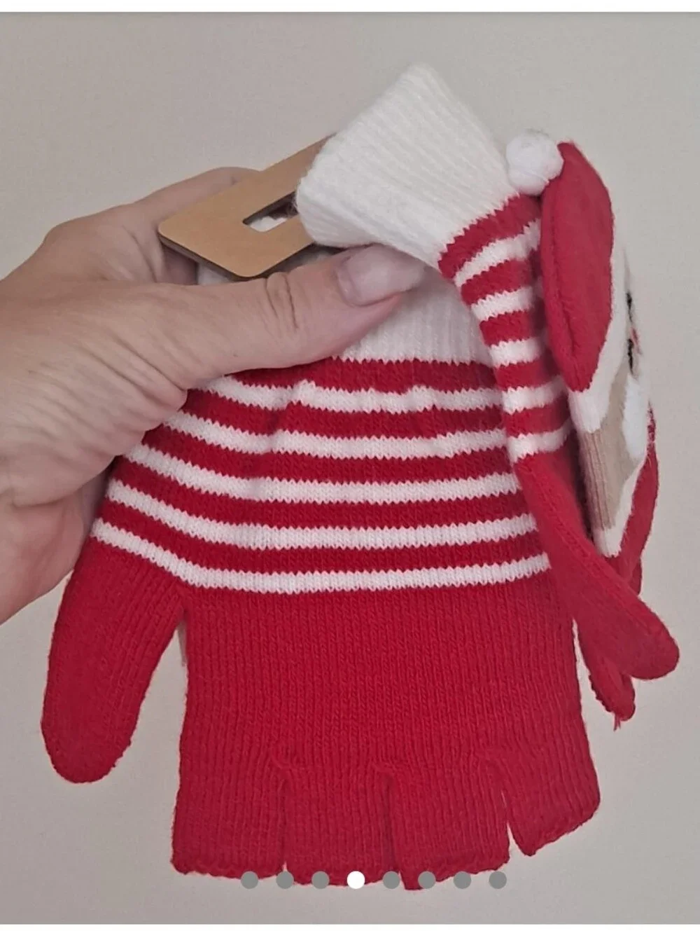 I AM Fingerless Santa Gloves Christmas Gloves Red White Striped Brand New